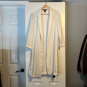 Long White Trench Cardigan